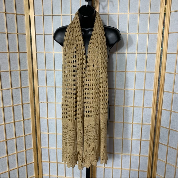 Fraas Lightweight Tan Crocheted Scarf - Picture 6 of 11